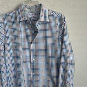 Mizzen Main Plaided Stretch Button Down Long Sleeve Shirt